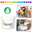 Pó de limpeza suave para uso geral da Jsgek Cleaning, produto doméstico de limpeza seguro e eficaz para várias superfícies.