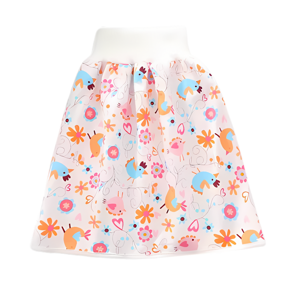 Fralda lavável anti-fugas Gentle&Soft da Qmyliery, modelo com design azul com passarinho, ideal para troca de bebê.