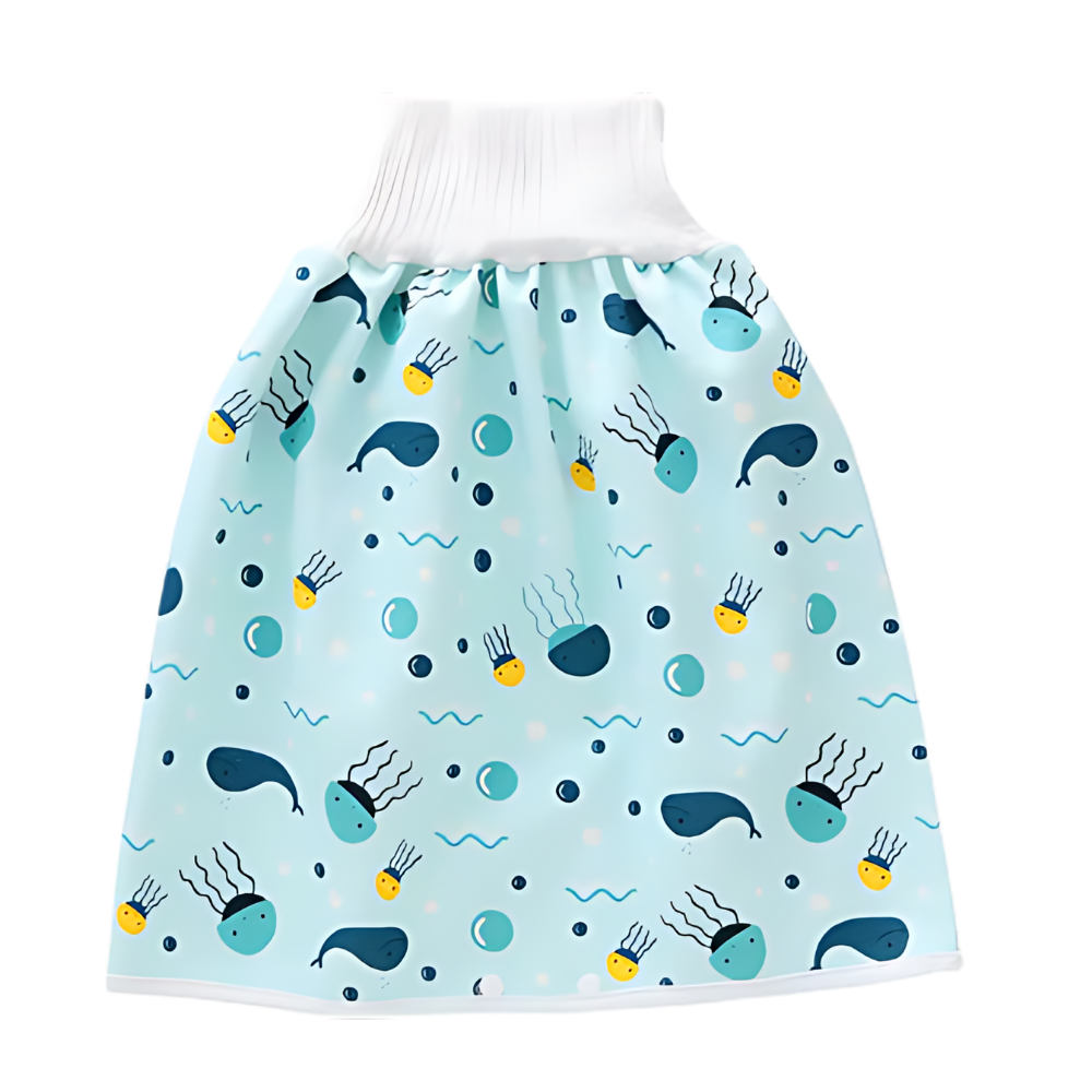 Fralda lavável anti-fugas Gentle&Soft da Qmyliery, azul com peixe, para troca de bebê, resistente e confortável