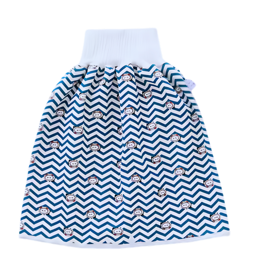 Fralda de pano lavável anti-fugas Gentle&Soft para troca de bebê, cor azul com padrão ziguezague, da marca Qmyliery.