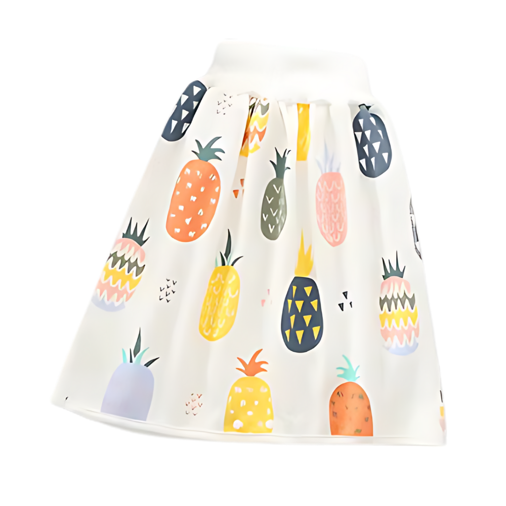 Fralda de pano lavável anti-fugas Gentle&Soft da Qmyliery com estampa de abacaxi branco, ideal para trocas de bebê.