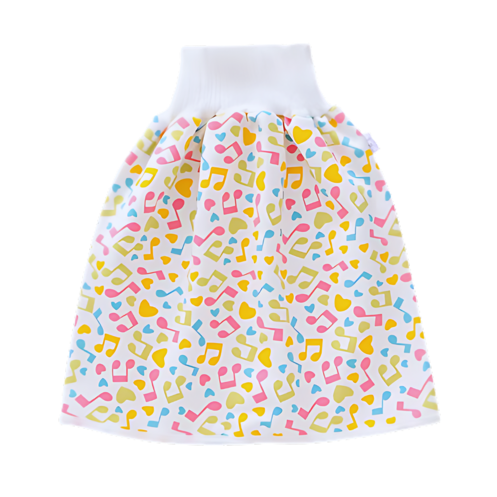 Fralda de pano lavável da Qmyliery, modelo Gentle&Soft, com proteção contra vazamentos, na cor amarela com estampa musical.