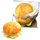 Almofada em forma de hambúrguer da Genuiskids, assento decorativo para cadeiras e sofás, com detalhes coloridos de comida.