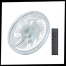 Ventilador de teto preto com lâmpada integrada e controle remoto, para climatização eficiente e elegante.