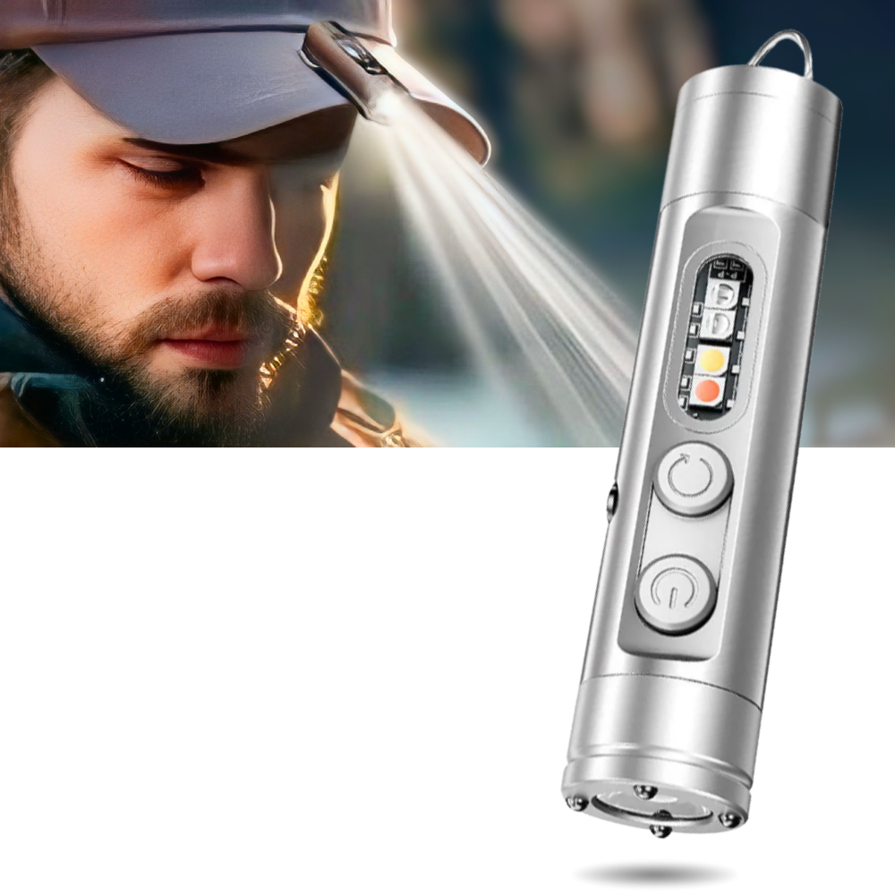 Mini lâmpada magnética preta da Gisneze, ultra-portátil, ideal para camping e trilhas, com design compacto e fácil de usar.