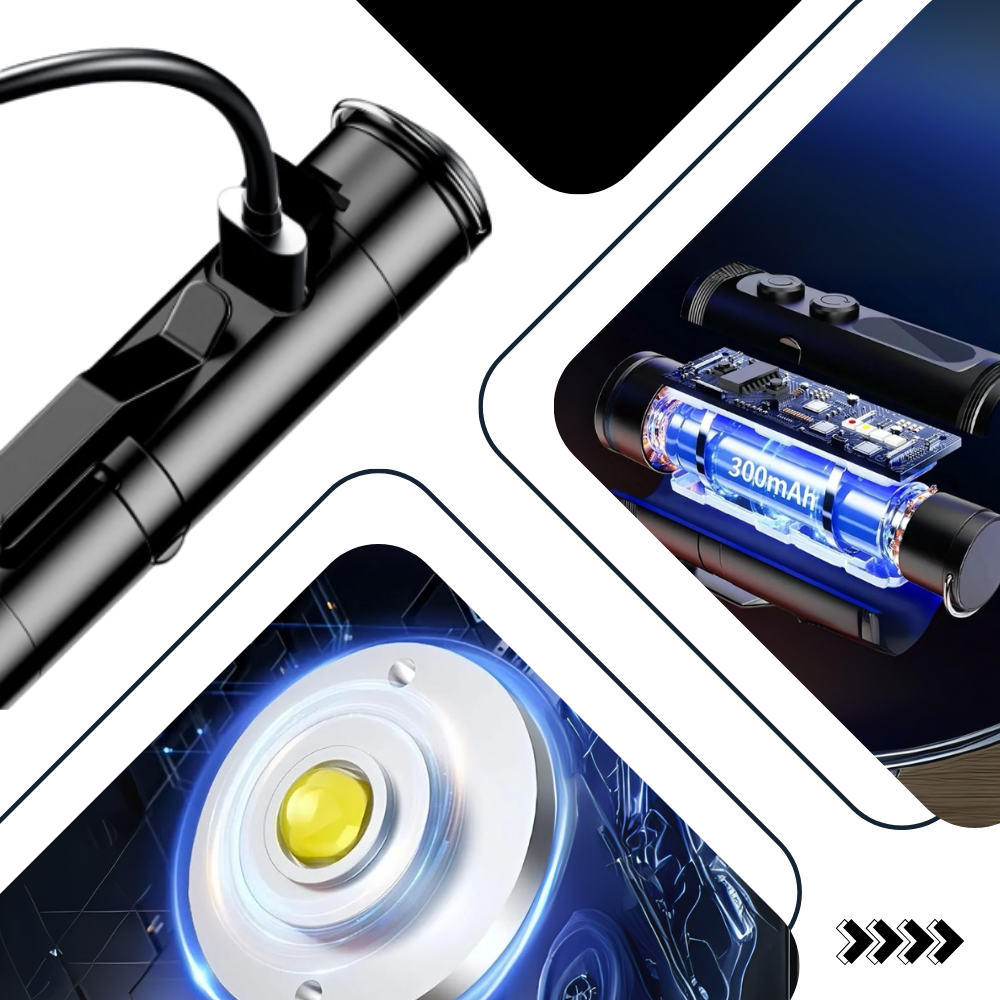 Mini lanterna magnética da Gisneze, portátil e ideal para camping e trilhas, com design compacto em acabamento preto.