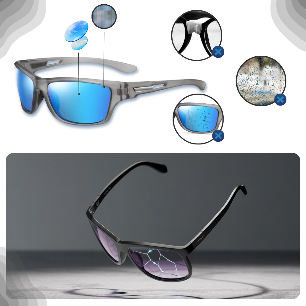 Óculos de sol polarizados Carevas com armação leve e design flutuante, ideal para proteção contra reflexos e uso na água.