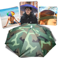 Chapéu parapluie ajustável e mãos livres para atividades ao ar livre, na cor verde militar, da marca Global Bargains.