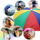 Chapéu-para-sol ajustável e mãos livres da Global Bargains para atividades ao ar livre, cor verde militar, proteção contra sol e chuva.