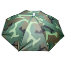 Chapéu parapluie ajustável para atividades ao ar livre, modelo verde militar, com proteção contra chuva e sol, mãos livres.