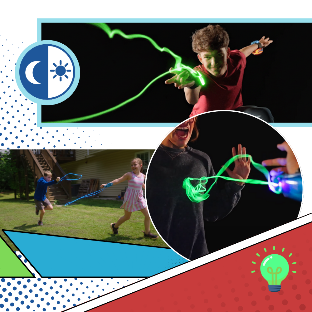 Brinquedo lança-teia de aranha com luzes, brinquedo de armas e gadgets da Maxpower, iluminando a aventura com teia brilhante