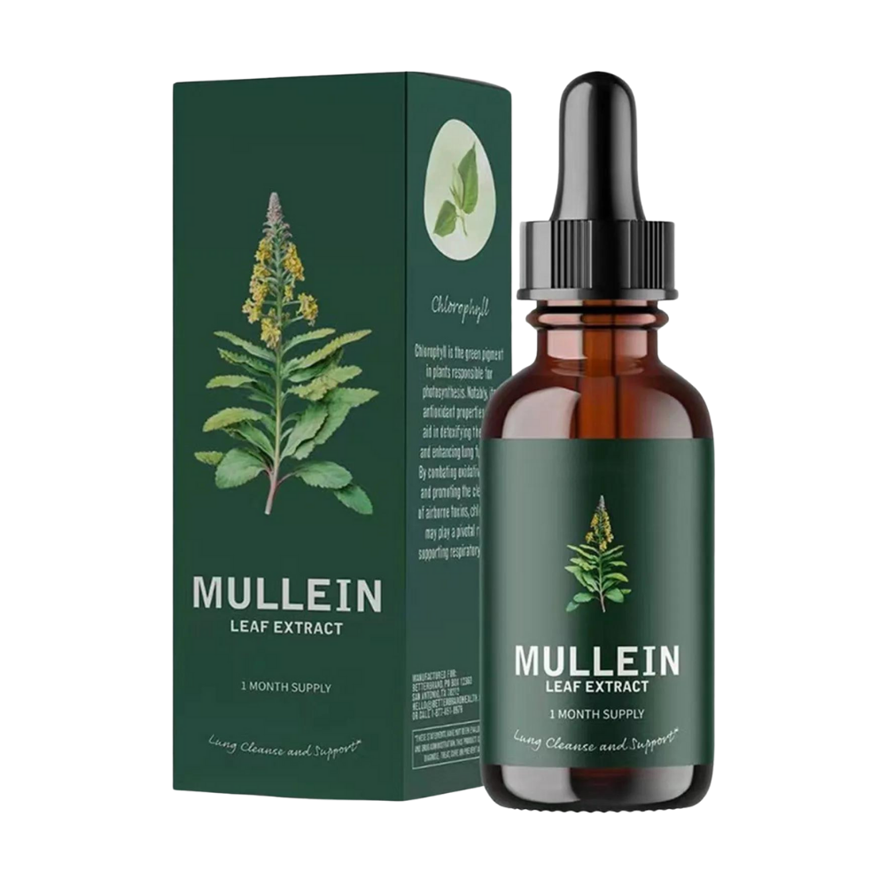 Infusão de mullein sem glúten para saúde pulmonar, produto de cuidados respiratórios da marca Nature's Answer.