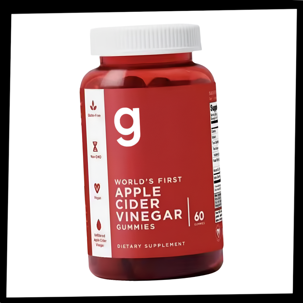 Gomas de bem-estar sem glúten da Goli Nutrition Inc., com ingredientes de vinagre de maçã, para suporte à saúde e bem-estar.