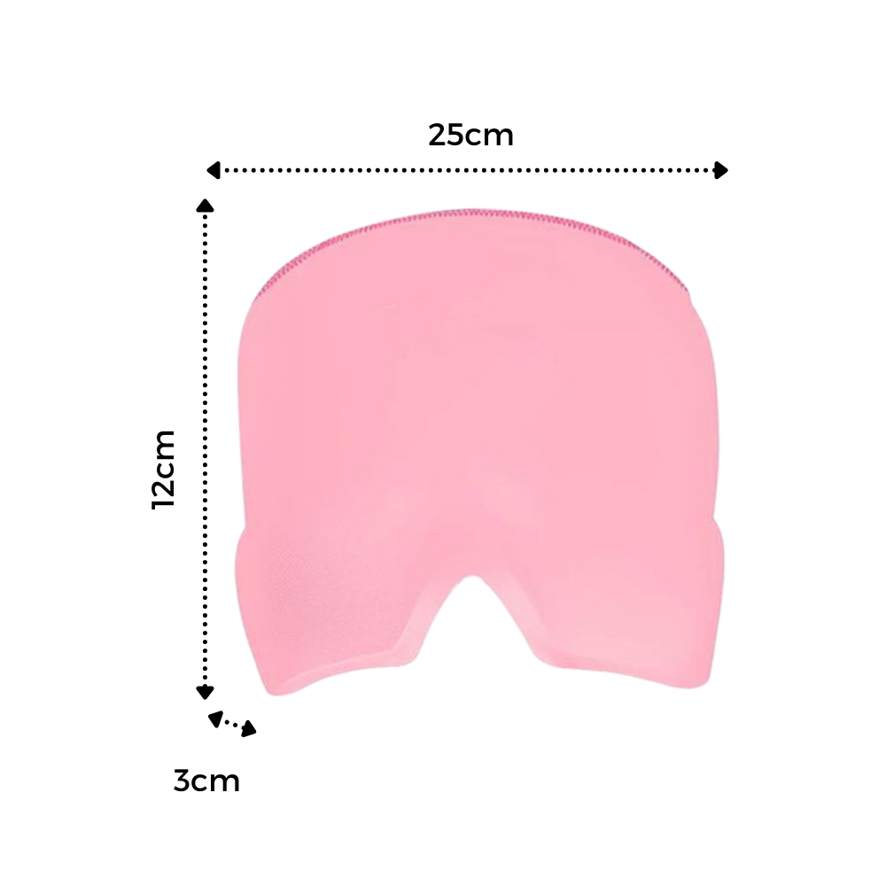 Bonnet anti enxaqueca Goodwill Trade Limited para terapia quente e fria, usado para alívio de dores de cabeça e enxaqueca.