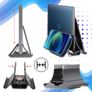 Suporte vertical multifuncional e estável para notebook Goolrc, acessório para computadores, em acabamento preto.