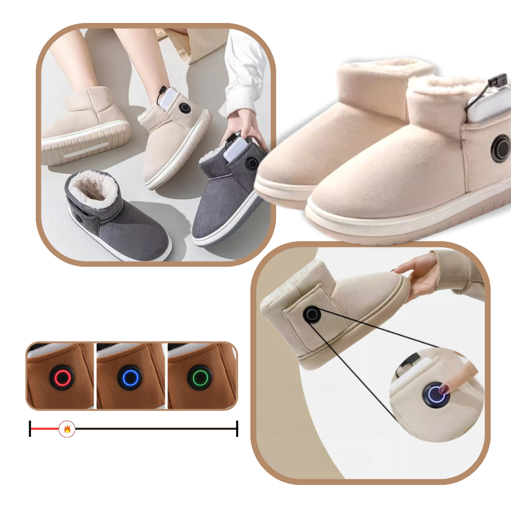 Sapatos Taluosi de algodão aquecidos com grafeno, visualização detalhada do design personalizado e materiais de alta tecnologia.