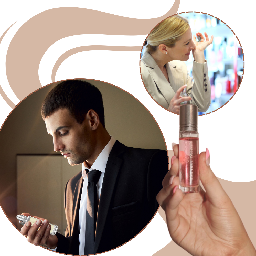 Perfume para homens com feromônios de longa duração, da marca Green Cosmos, exibido em embalagem elegante.