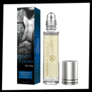 Parfum aux phéromones Green Cosmos pour hommes, longue durée, bouteille verte visible, cosmétique masculin élégant.