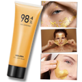 Máscara dourada peel-off para limpeza de poros, produto de cosméticos da marca Groupon, com textura dourada e efeito de peeling.