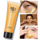 Máscara dourada peel-off para limpeza de poros, produto de cosméticos da marca Groupon, com textura dourada e efeito de peeling.