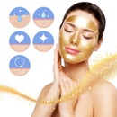 Máscara dourada peel-off da Groupon para limpeza de poros, com textura brilhante e aplicação facial.
