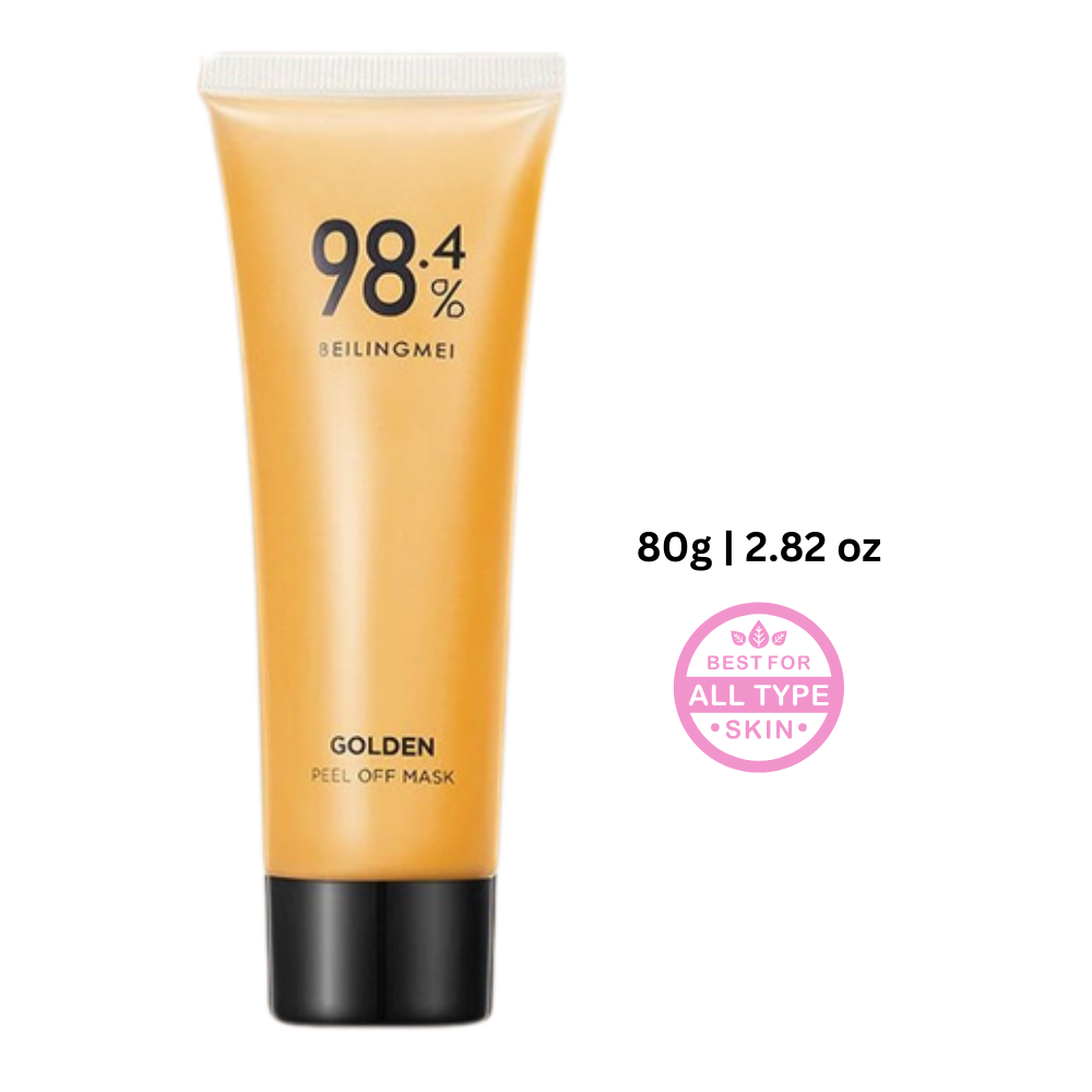 Máscara dourada peel-off da Groupon para limpeza de poros, com textura brilhante e fórmula cosmética para cuidado facial.