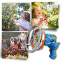Machine à bulles colorées en forme de dinosaure, jouet d'activité de la marque Hachum, idéale pour enfants.