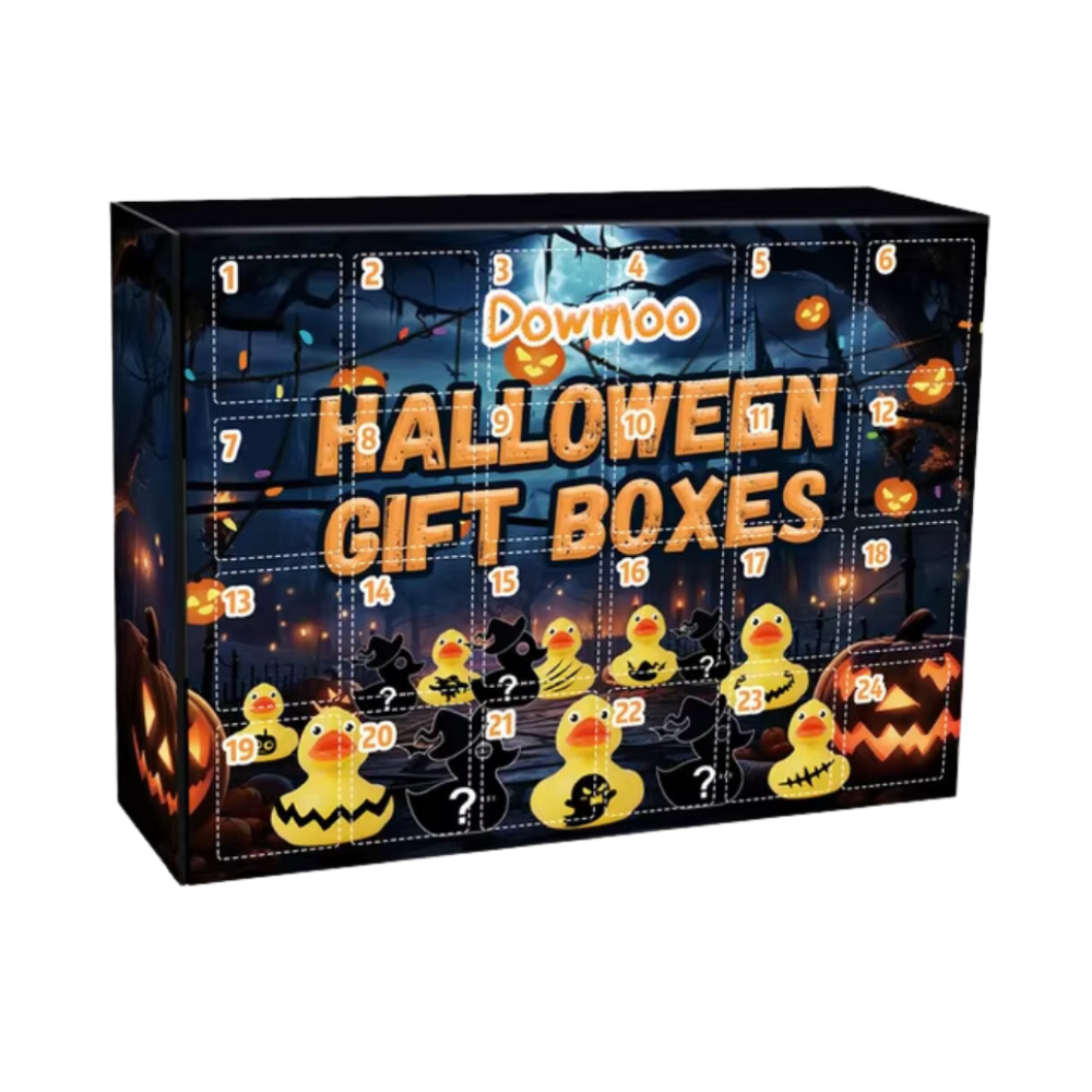 Calendário de Advento de Patinhos com tema de Halloween e Natal, decoração sazonal da marca Tagold para festas e celebrações.