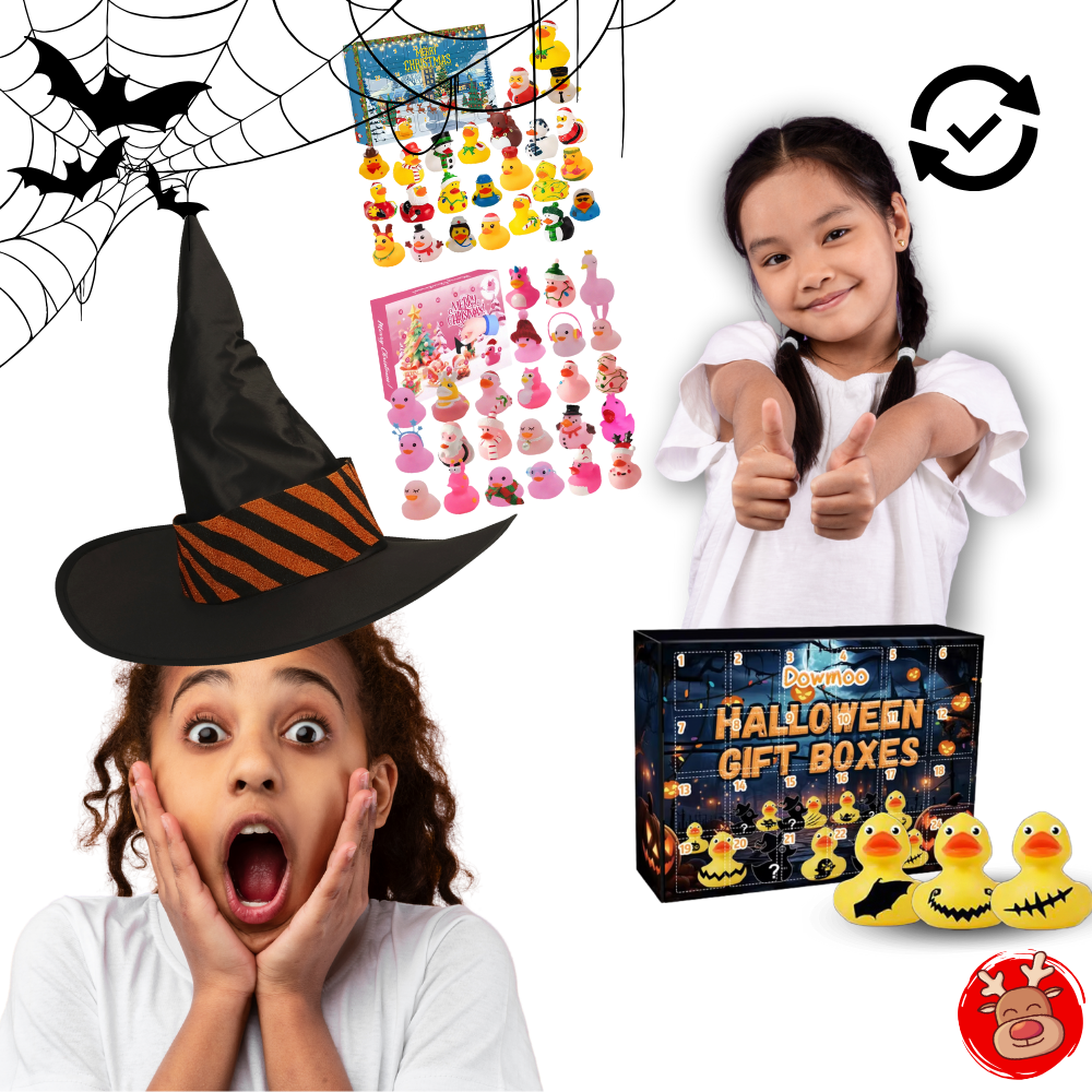 Calendário de Advento de Patinhos Tagold com tema de Halloween e Natal, decoração sazonal para 2024
