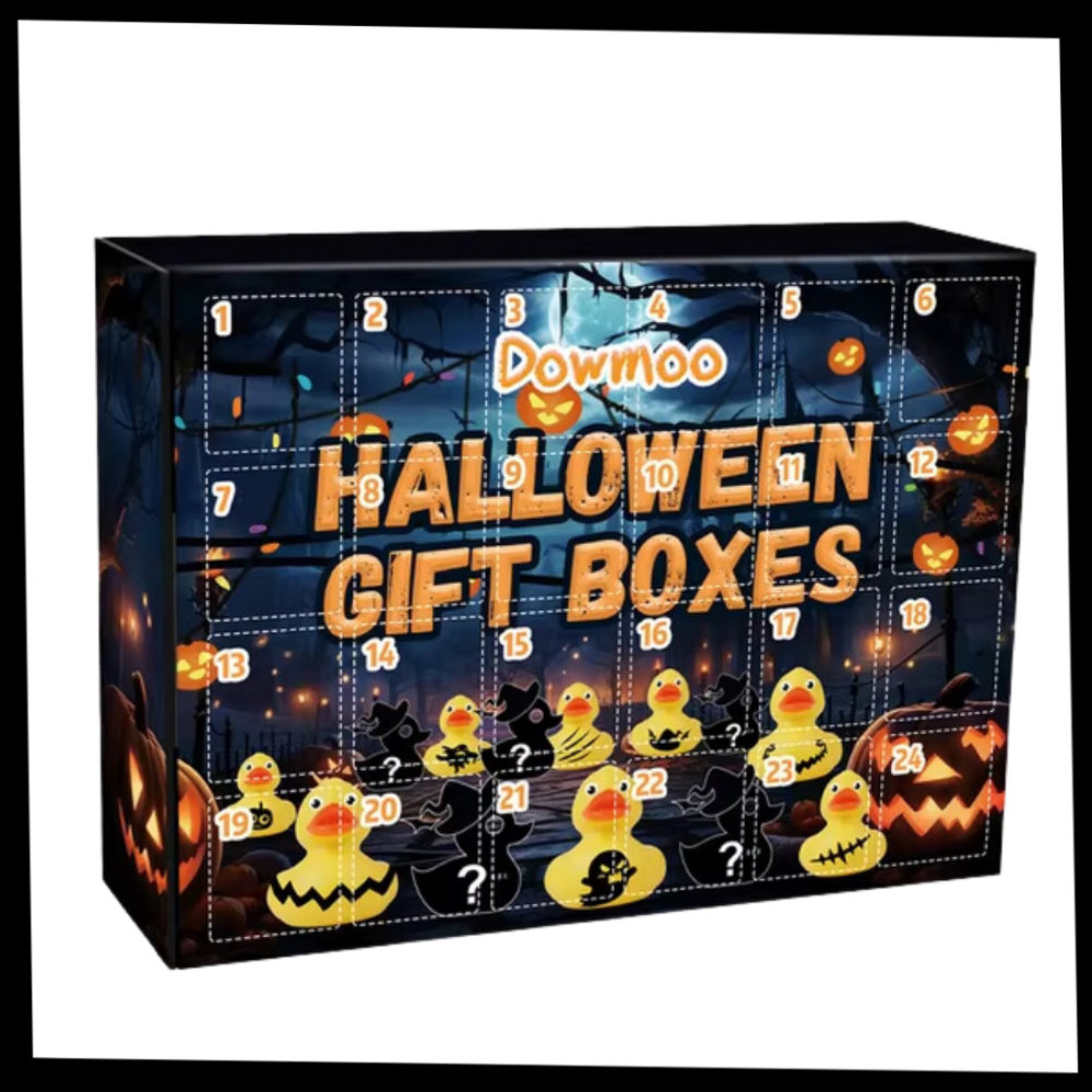 Calendário do Advent de patos da Tagold com tema de Halloween e Natal, decoração sazonal para festas e celebrações.