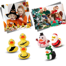 Calendário de Advento de Patinhos com tema de Halloween e Natal, decoração sazonal da Tagold com patinhos festivos.