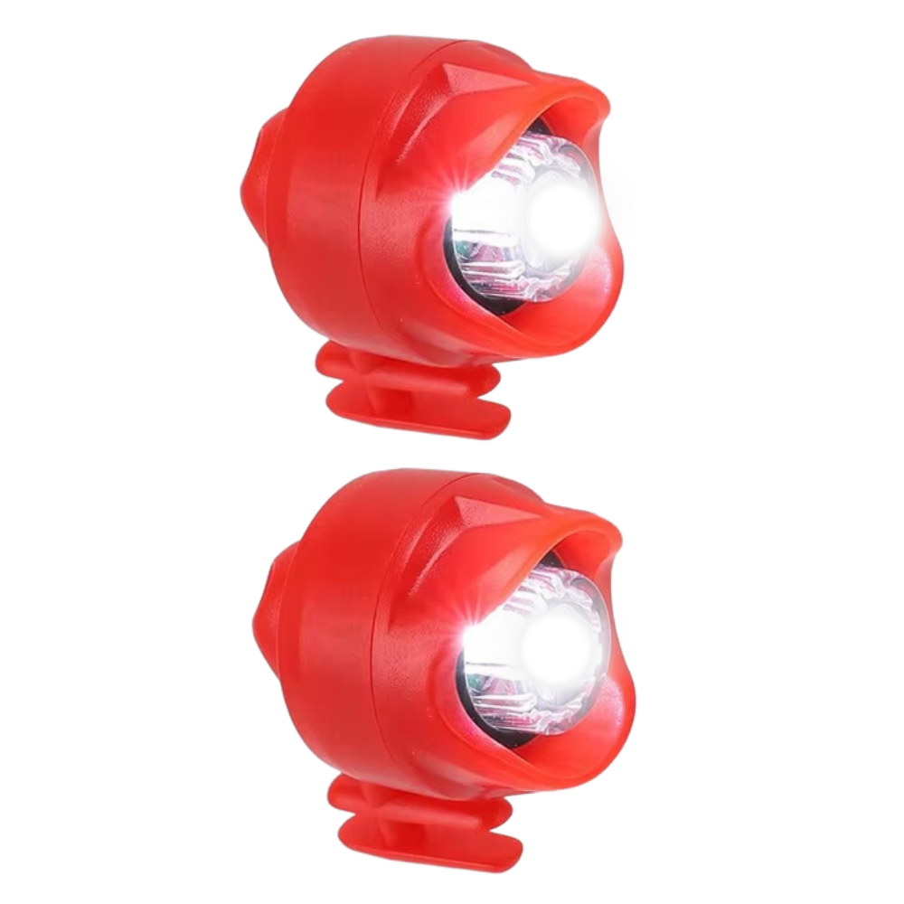 Acessório de luz à prova d'água e mãos livres para Crocs, marca Wisdom, com luz vermelha acesa, ideal para uso ao ar livre.