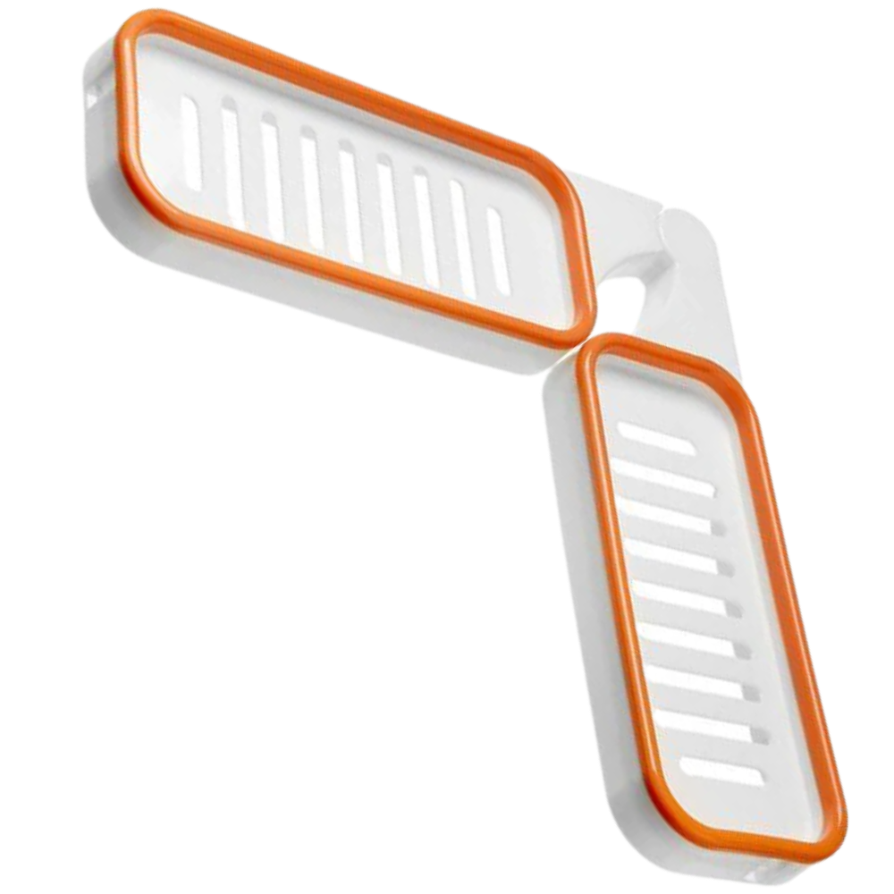 Suporte de armazenamento mural para banheiro Hardlegix, com acabamento laranja e branco, ideal para acessórios de banheiro.
