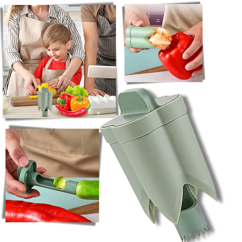 Aparelho de cozinha EA94574 para remover sementes de frutas e legumes de forma segura, com design compacto e eficiente.