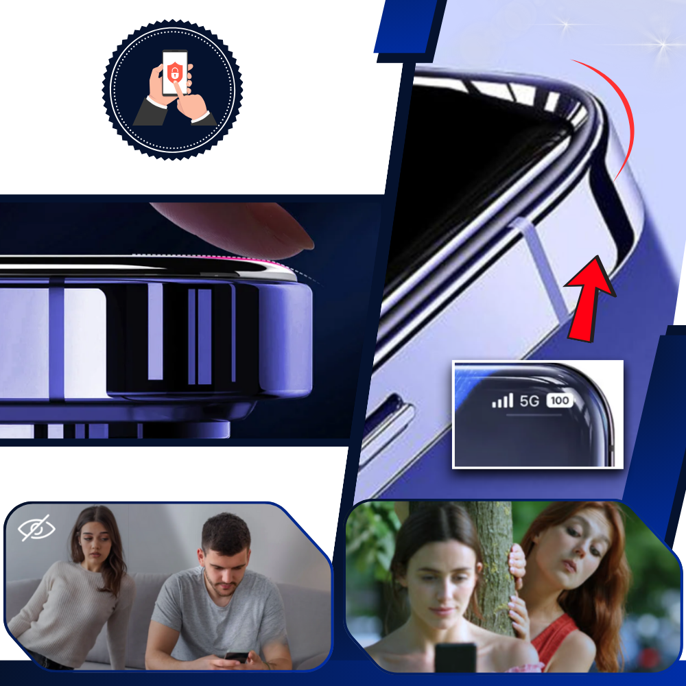 Filme de proteção de tela HD com filtro de privacidade para dispositivos, compatível com marcas variadas, bloqueia visores indesejados.