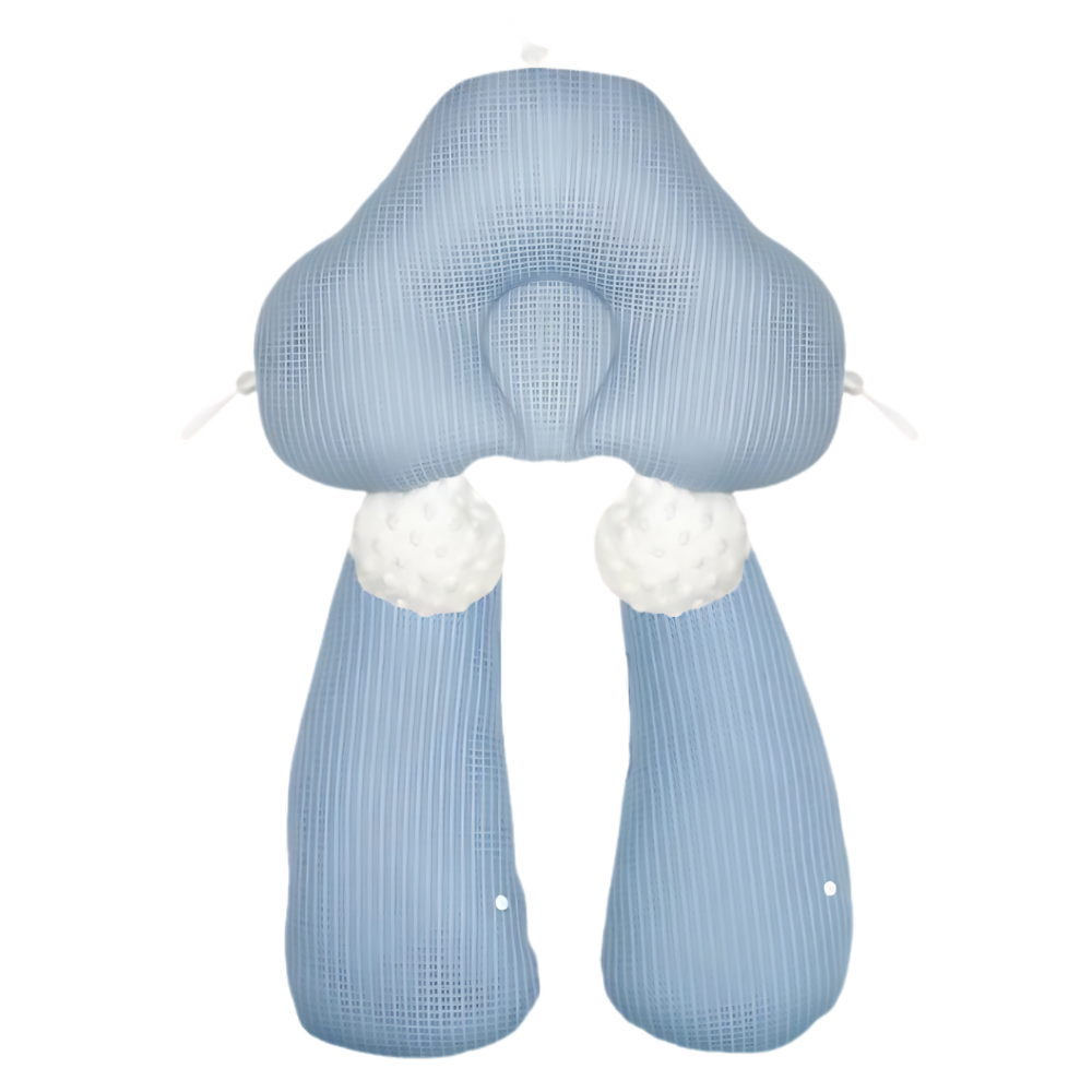 Travesseiro de amamentar Benbat com proteção de cabeça azul, confortável e ideal para suporte durante a amamentação.