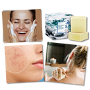 Sabonete anti-acneico da marca Health & Beauty com ingredientes de sal de mar natural, para pele limpa e livre de acne.