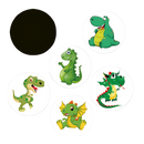 Adesivos termossensíveis para aprendizado de higiene, com tema de dinossauro, da marca Homemaxs, ativados pelo calor.