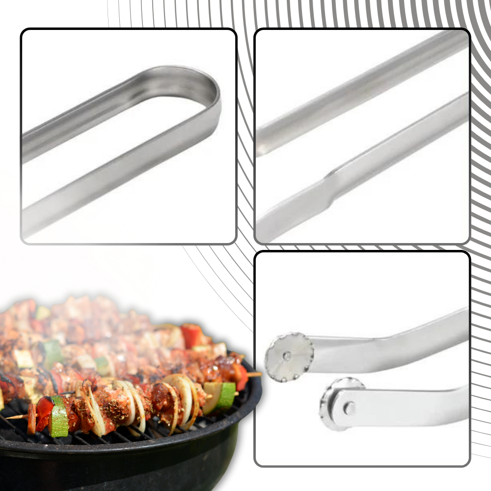 Pinça de churrasco Tinksky resistente ao calor, utensílio de cozinha para virar alimentos na grelha.