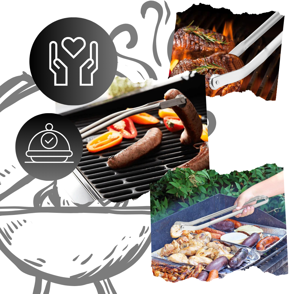 Pinças de churrasco Tinksky resistentes ao calor, utensílios de cozinha para virar alimentos com segurança ao grelhar