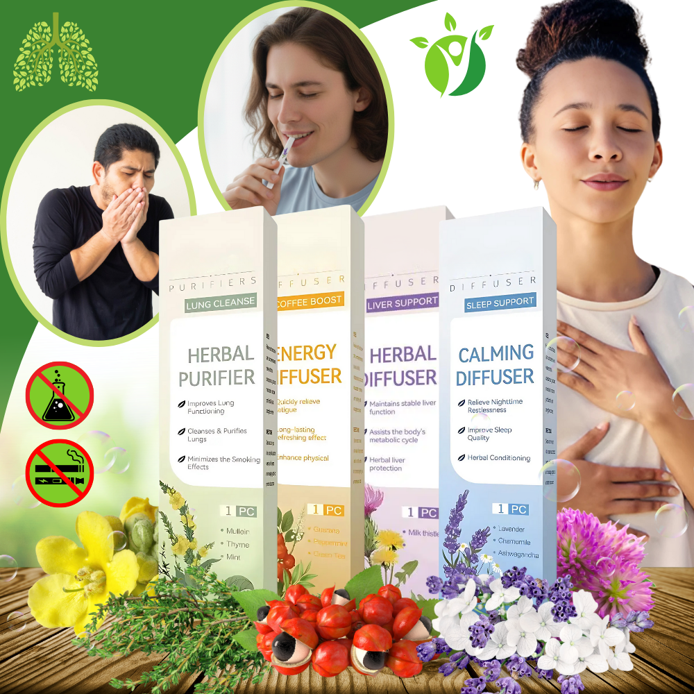 Baston de cuidado respiratório Qaquu com base de molène, inalador natural e herbal para aliviar sintomas respiratórios.