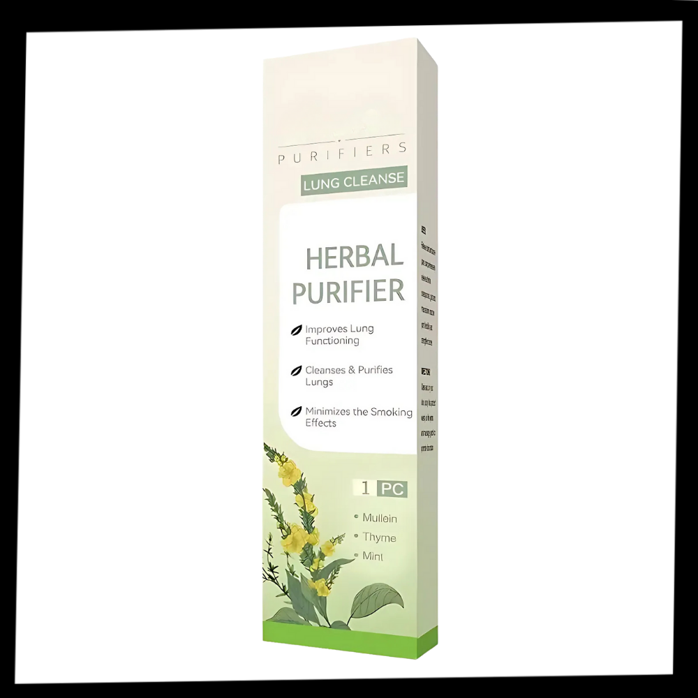 Inalador de vara de molène Qaquu, produto de cuidados respiratórios com embalagem de ervas naturais e design compacto.