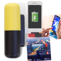 Carregador portátil em forma de cápsula amarelo Hesxuno, fonte de alimentação compacta e portátil com design de relâmpago.