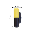 Mini carregador portátil Hesxuno em forma de cápsula amarela com símbolo de raio, compacto e portátil para recarregar dispositivos.