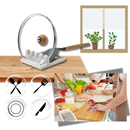 Suporte de spatulas antidérapant Hidyliu com quatro compartimentos para utensílios de cozinha brancos.