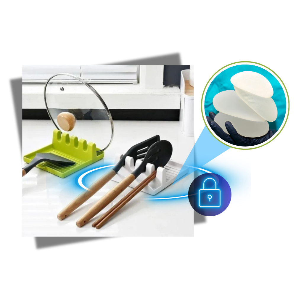 Support de spatules antidérapant Hidyliu avec quatre emplacements, accessoire de cuisine blanc pour organiser spatules.