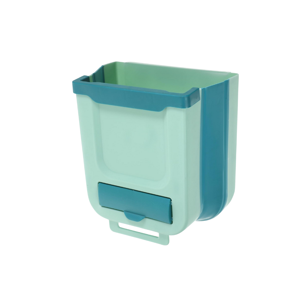 Lixeira dobrável de alta capacidade verde de 7L da Savlot para descarte de resíduos, com design compacto e funcional.