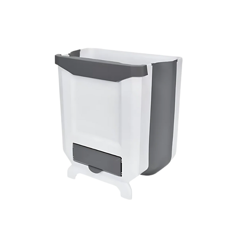 Lixeira dobrável de grande capacidade branca de 7L da Savlot, ideal para descarte de resíduos com design compacto e funcional.