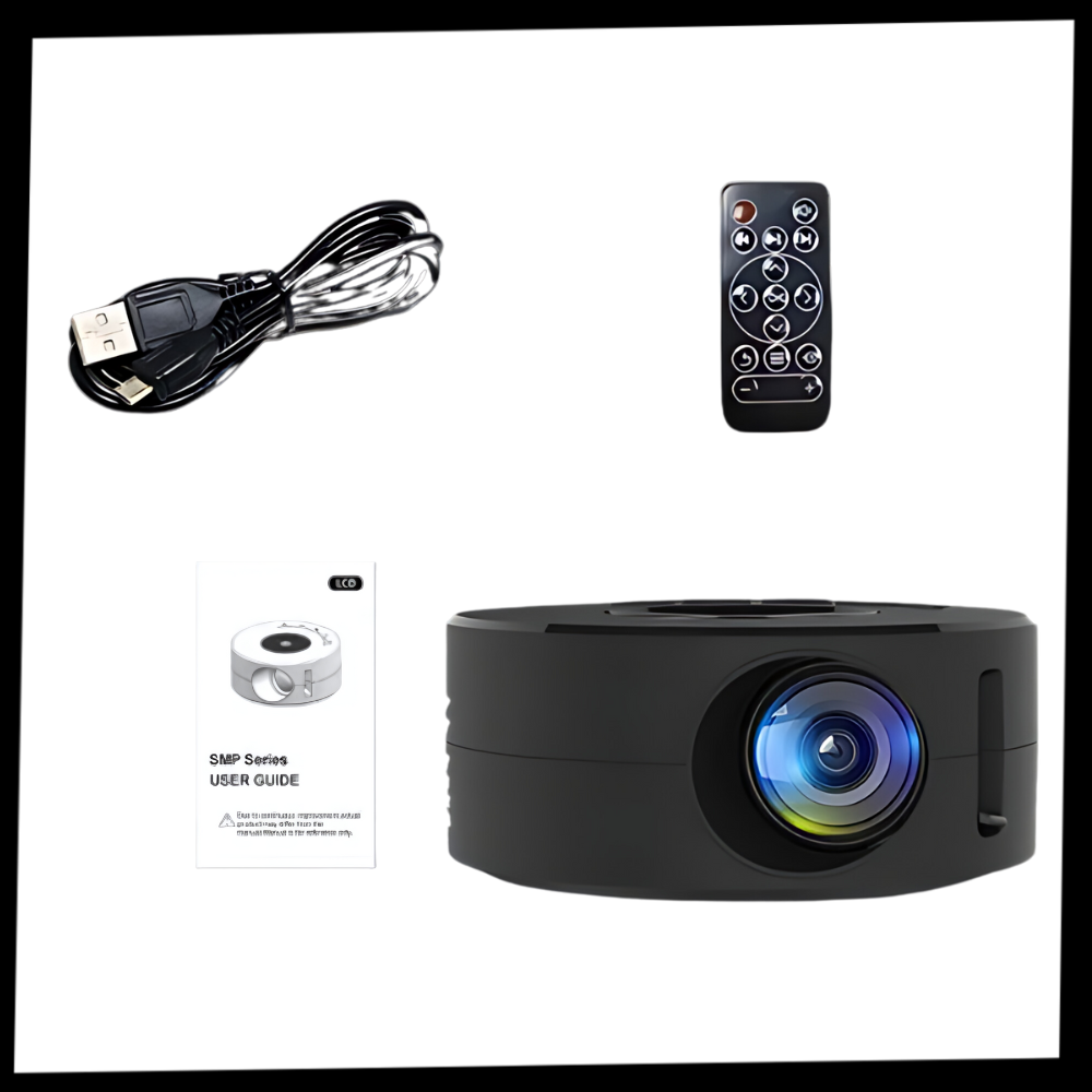 Projetor de vídeo portátil Lngoor de alta resolução, imagem nítida e compacta, ideal para projeções em ambientes variados.