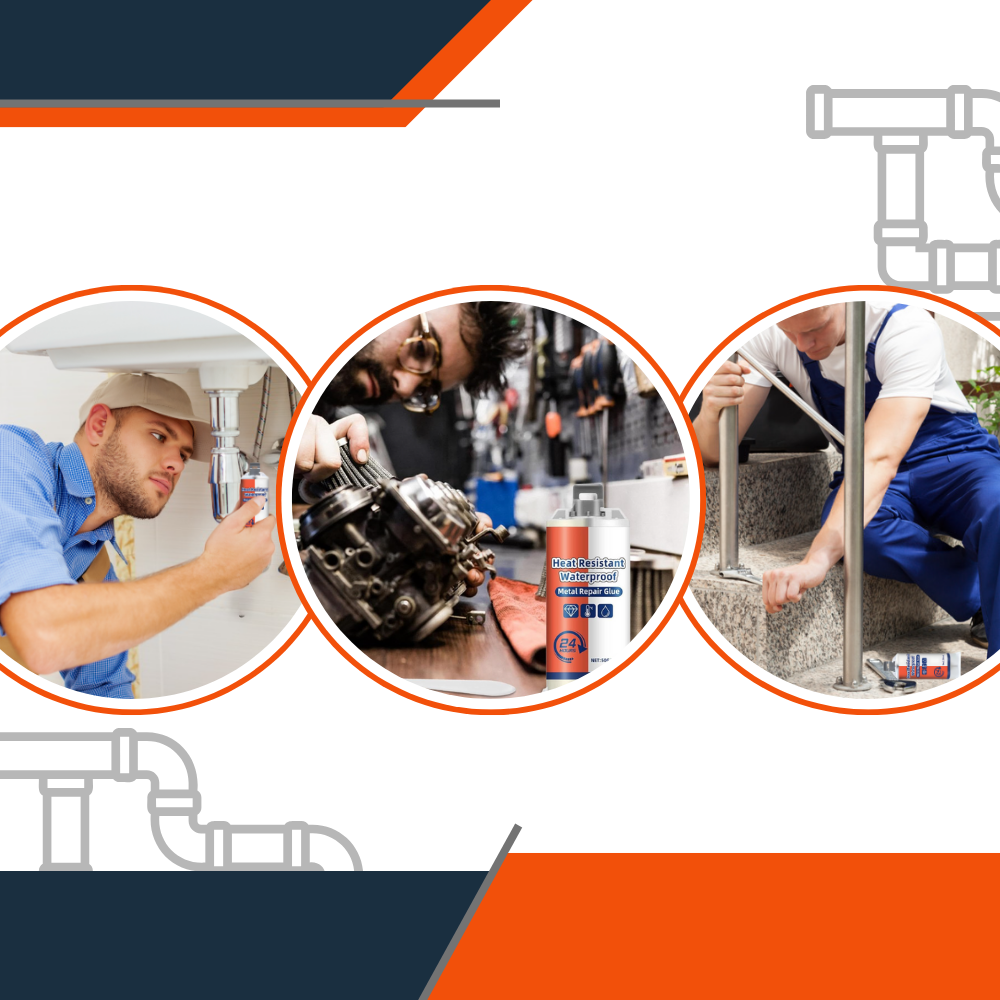 Cola forte adesiva e à prova d'água para reparo de metal, marca Hilabee, embalagem de 50g de cola e adesivos de construção
